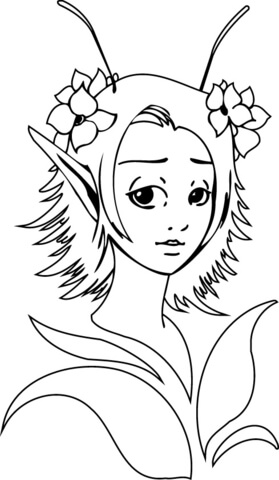 Fantasy Elf Girl Coloring Page